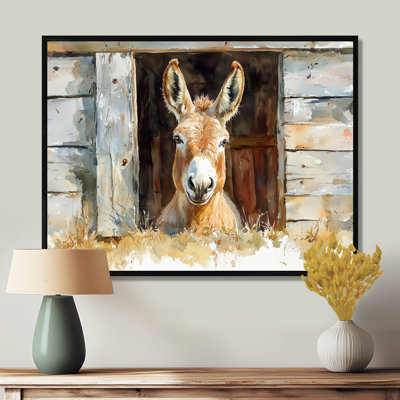 «Cute Donkey Portrait At The Farm II - Donkey», art mural sur toile