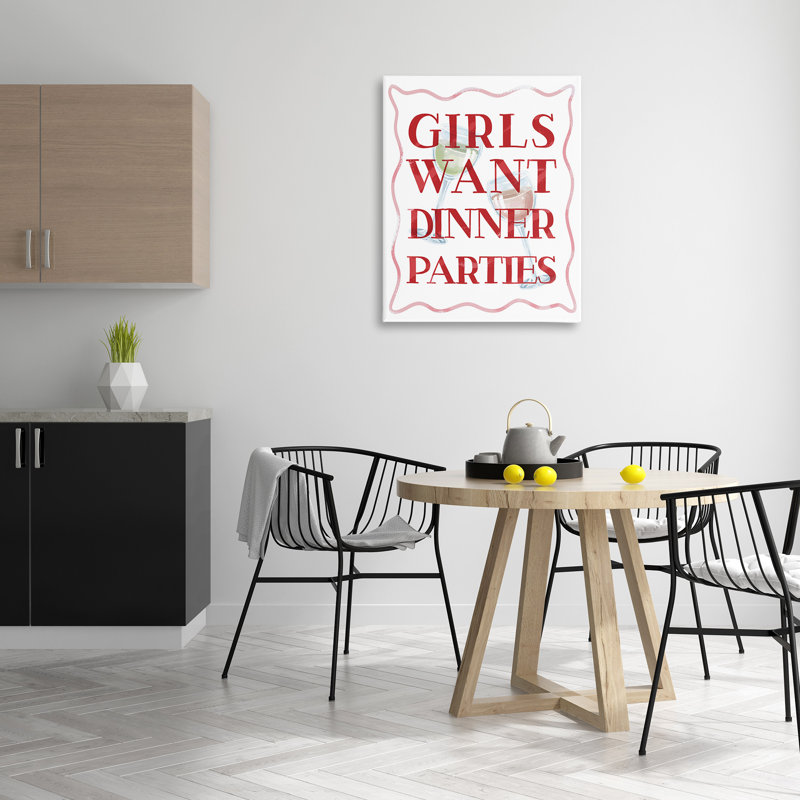«Girls Want Dinner Party» par Lil 'Rue, H 40 po x l 30 po, Toile tendue