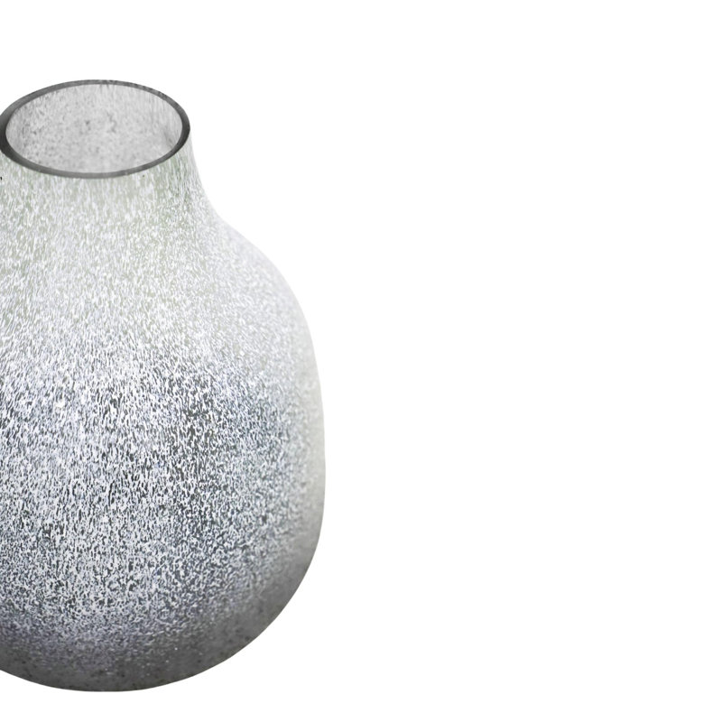 Verre Round Frosted Glass Vase, Atlantic Blue Frosted