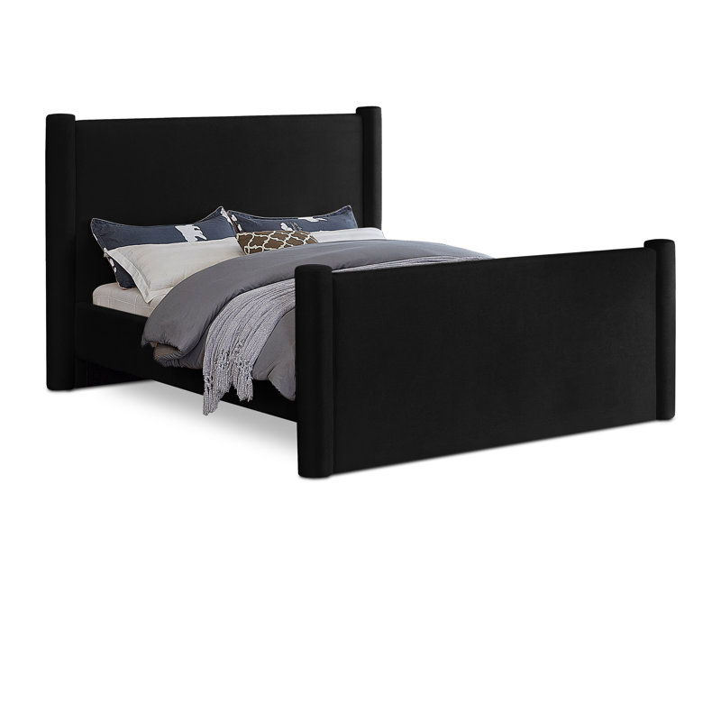 Elias Upholstered Platform Bed, Full/Double, Black Velvet