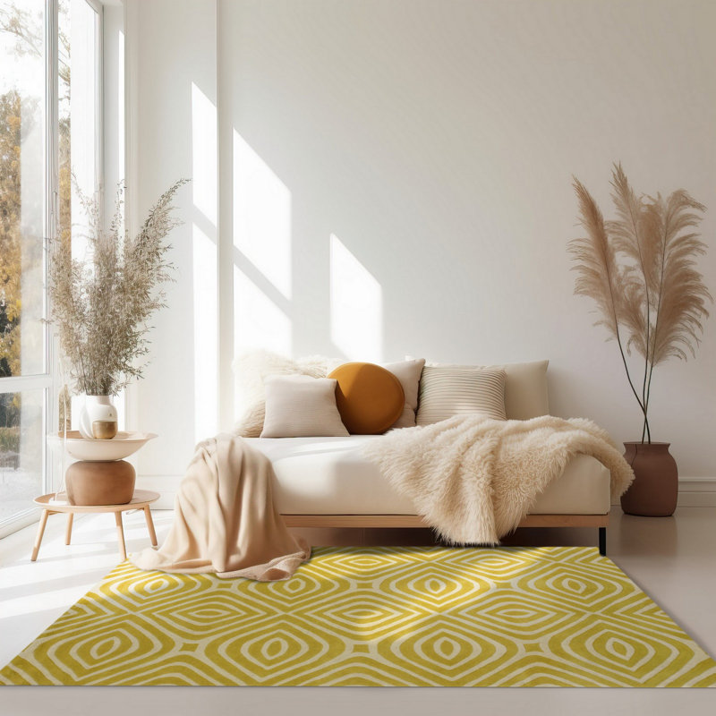 Hand-Tufted Wool Marla Rug , Elegant Yellow Area Rug for Living Room, Bedroom, Office, & Home Décor , Stylish & Durable Design for Any Space
