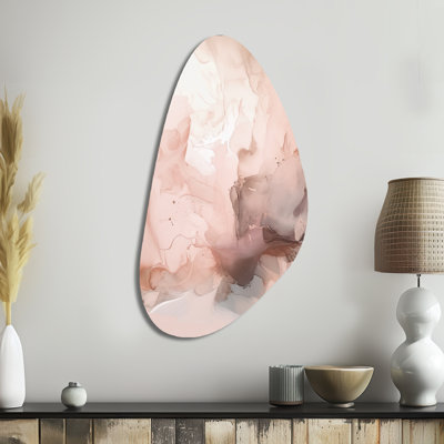 Pink Delicate Abstract Marble I - Marble Irregular Shape Print on Metal, Modern Asymmetrical Metal Wall Decor