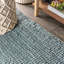 Tapis bleu clair / gris en jute tissé à la main avec franges Sinclair Pata-511397761