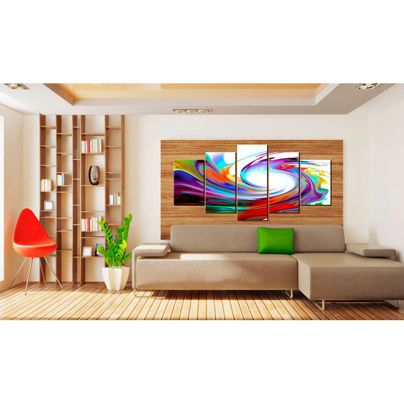 Rainbow - Swirl - 5 pièces, impression sur toile tendue, H 19,7 po x l 39,4 po