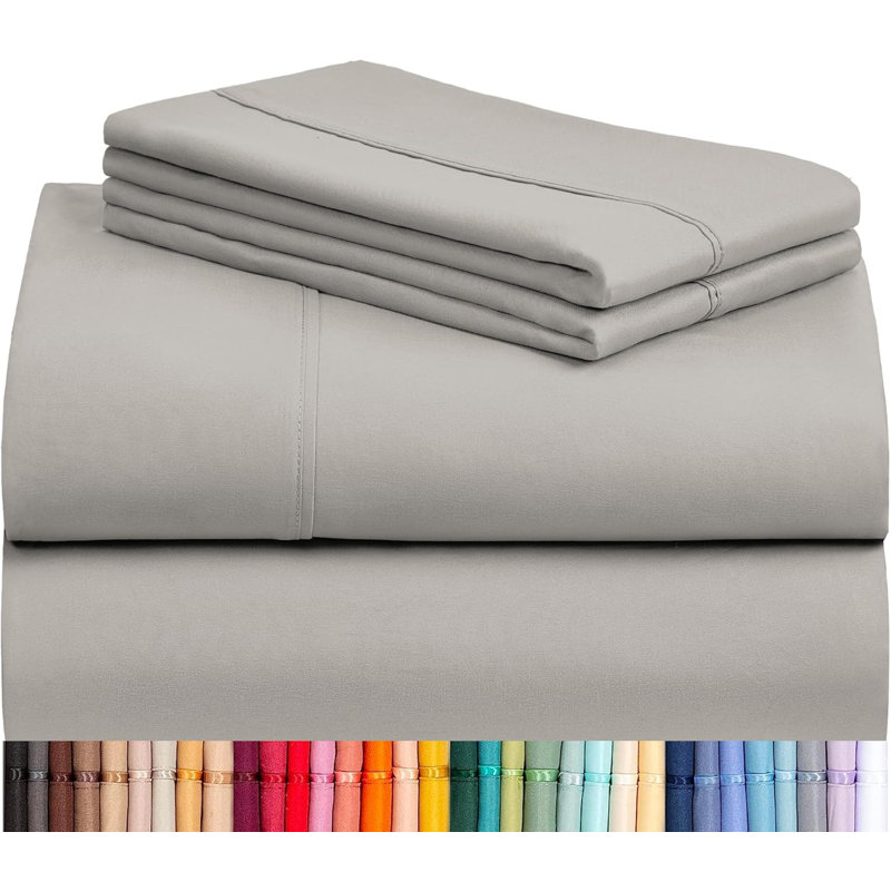 Luxclub 4 PC Light Taupe Split King Silky Soft Cooling Extra Deep Pocket Performance Sheet Set, Light Taupe