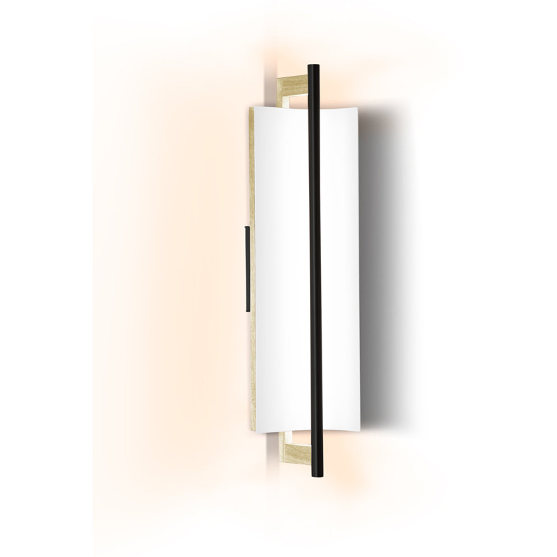 Allavo 22" Dimmable LED Bath Sconce, Textured Black/Textured White, Brushed Aluminum/White Washed Oak, 4000K - 277V AC