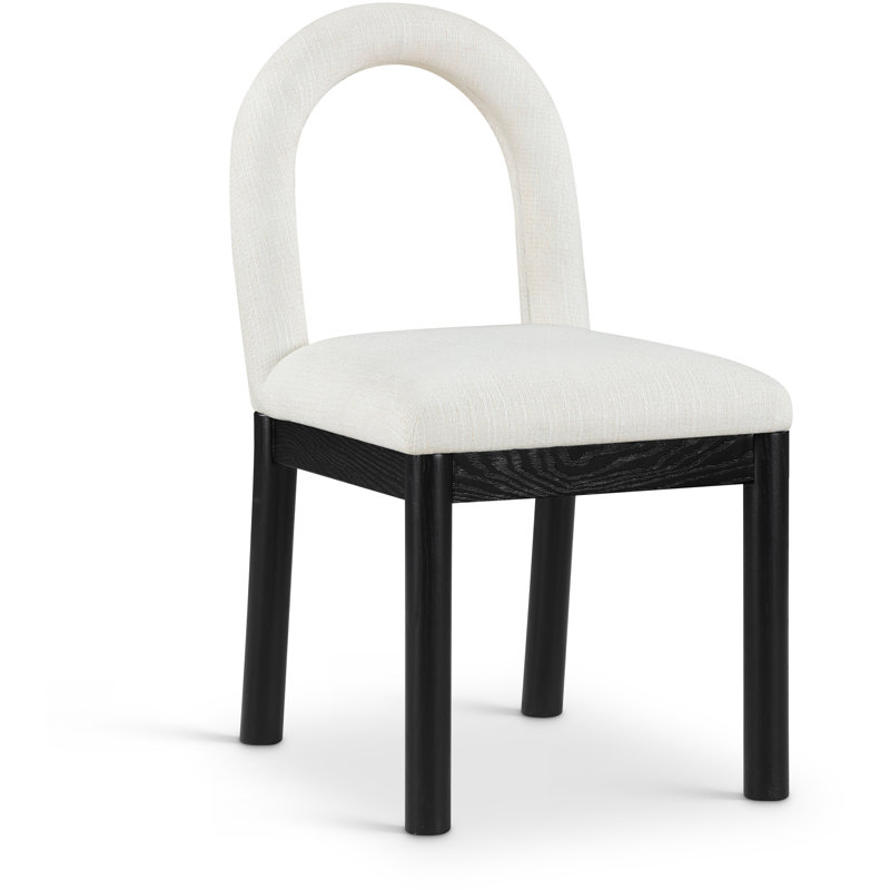 Chaise Macleod, Tissu crème texturé en lin, Noir, noir, noir, noir
