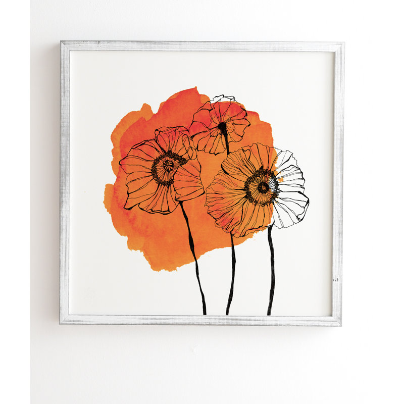 « orange pops », impression, H 30 po x l 30 po x P 1 po, Cadre brun