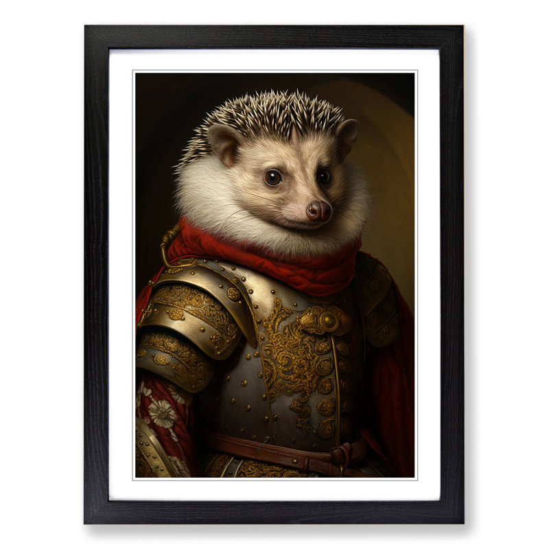 Hedgehog Renaissance - Framed Print, Black, 64cm H x 46cm W x 2cm D