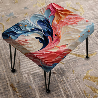 Colorful Artistic Expression Marble Swirls - Marble Rectangle Ottoman