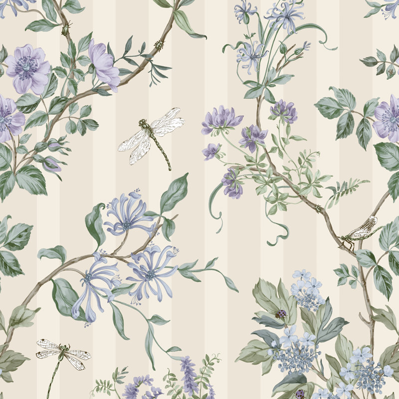 Hampton Gardens Neutral, Blue Cream