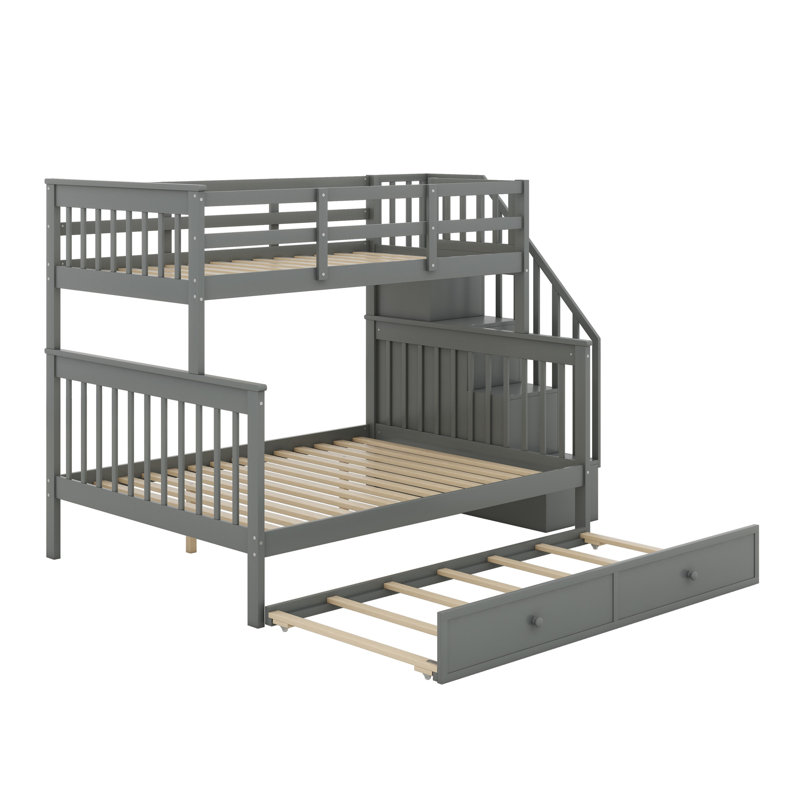 Ilvo Kids Bunk Bed with Trundle, Gray