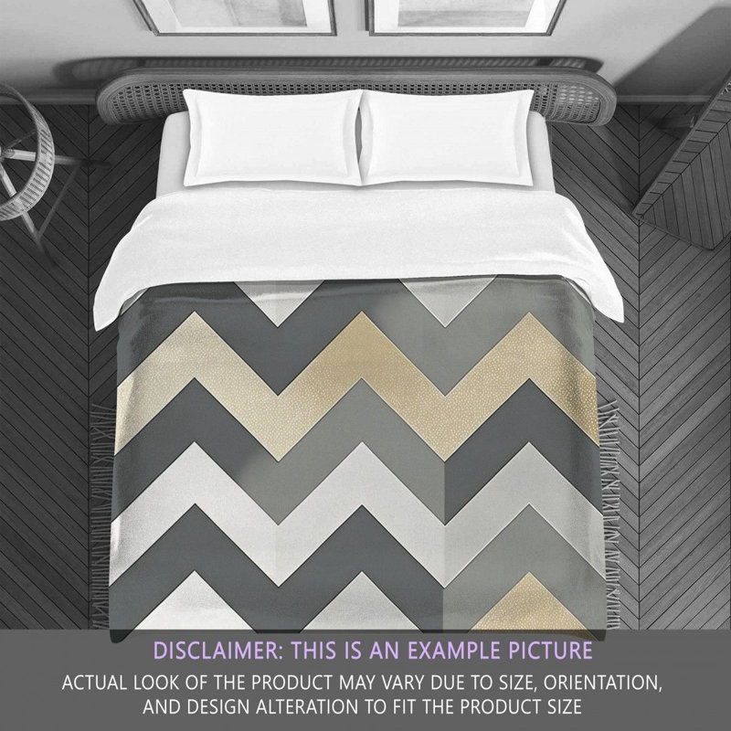 Checkered Comforter, King Comforter, Gold/Gray Chevron