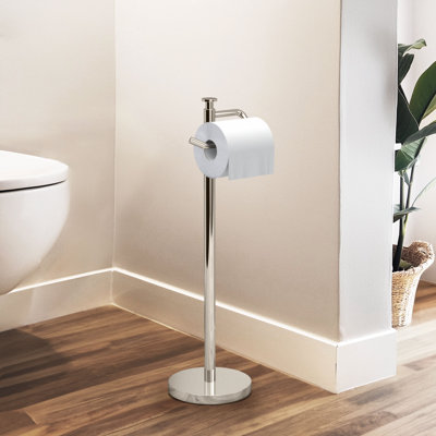 Free Standing Toilet Paper Holder with Weighted and Padded Base | 23.68"H Toilet Paper Roll Holder Stand for Bathroom