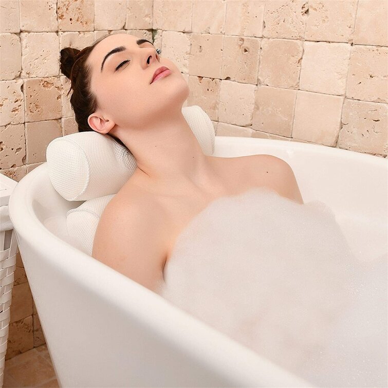 White Spa Bathtub Pillow Ultra Soft Bath Pillows for Tub Neck and Back  Support Quick Dry Bath Tub Pillow Headrest Easy Use - AliExpress