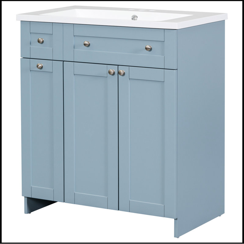 Meuble-lavabo simple avec plateau Sabrian 30,00, Bleu