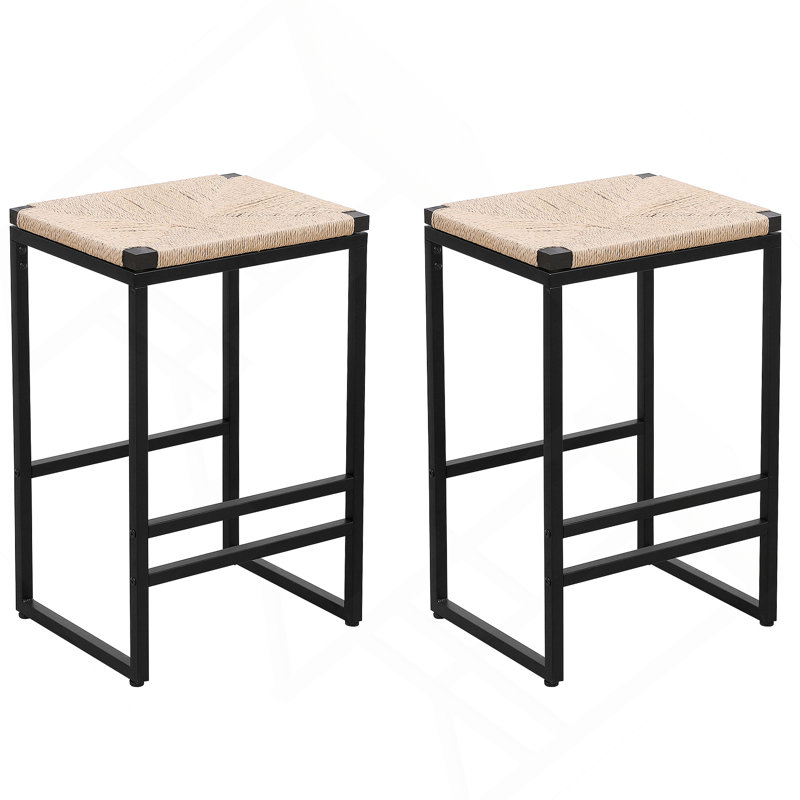 Ensemble de 2 tabourets de bar sans dossier pour corde de papier pour comptoir de cuisine