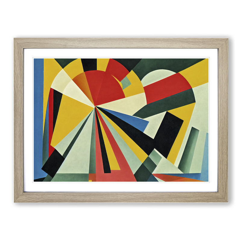 XH1022-8678X Suprematism Art Abstract Vol.2 1 Piece Single Picture Frame Painting, 34cm H x 46cm W x 2cm D, Oak