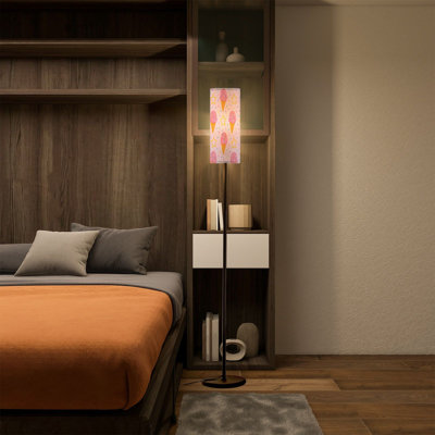 Modern Tall Floor Lamp with Remote Control Dimmable LED, Adjustable Lampshade Pink Ice Cream Cone Colorful Sprinkles Yellow Stars Pastel for Living Room Bedroom Office