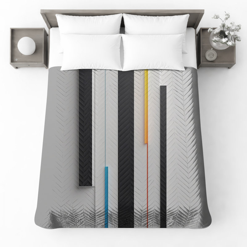 Couvre-lit matelassé vertical Line Art, Grand lit