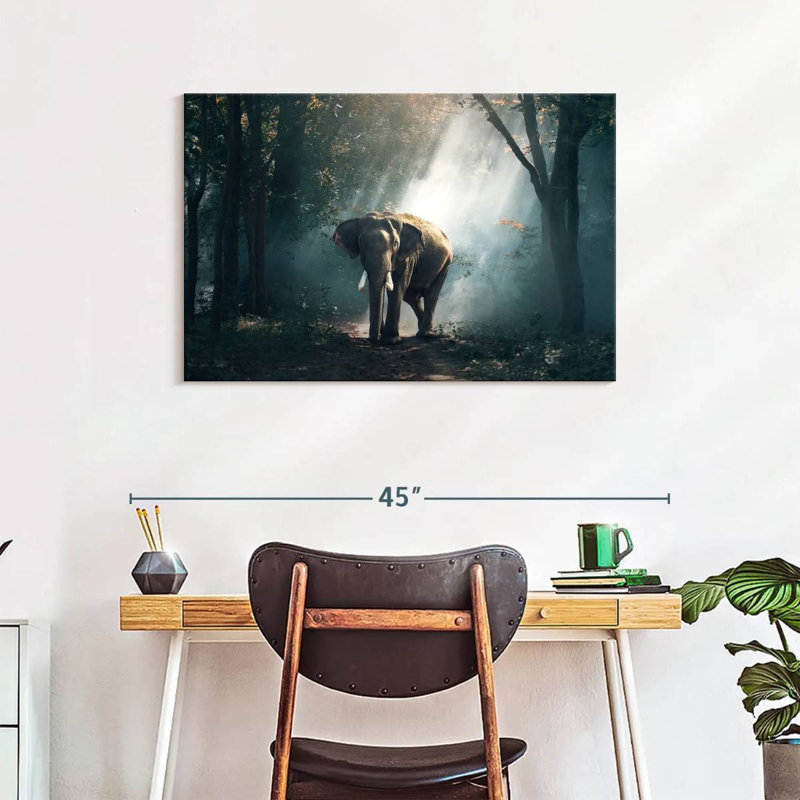 Brampt Sunlit Jungle Elephant, 24" H x 36" W