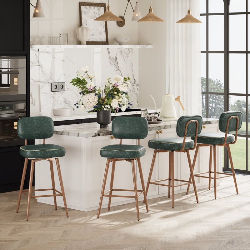 Tabourets de comptoir pivotants modernes avec structure en métal, Vert