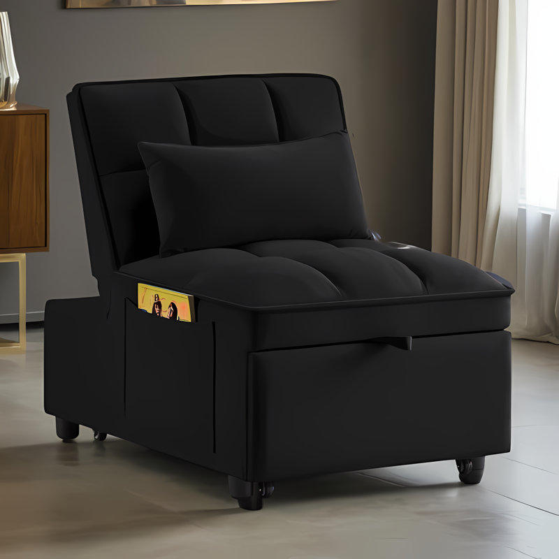 Chaise longue capitonnée sans accoudoirs Accent, Velours noir