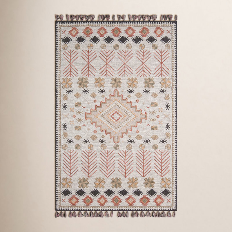 Tahoe Wool Southwestern Area Rug in Pink/Beige/Black, Rectangle  9' X 12'