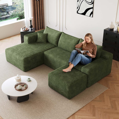 Modern Cloud Sectional Sofa with Ottoman, No Assembly Required