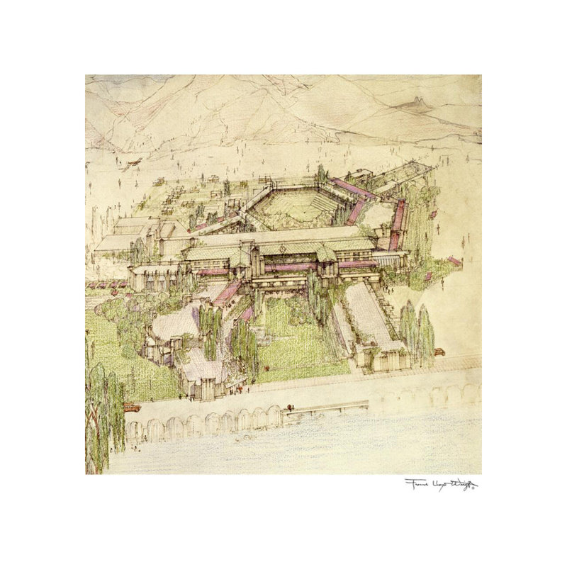 Arizona Biltmore Hotel. «Phoenix Arizona 1928» par Frank Lloyd Wright - Estampe numérique, H 20 po x l 16 po
