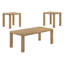Ensemble de table basse 3 pièces Bryant en chêne clair avec plateau rectangulaire et structure en bois d'hévéa