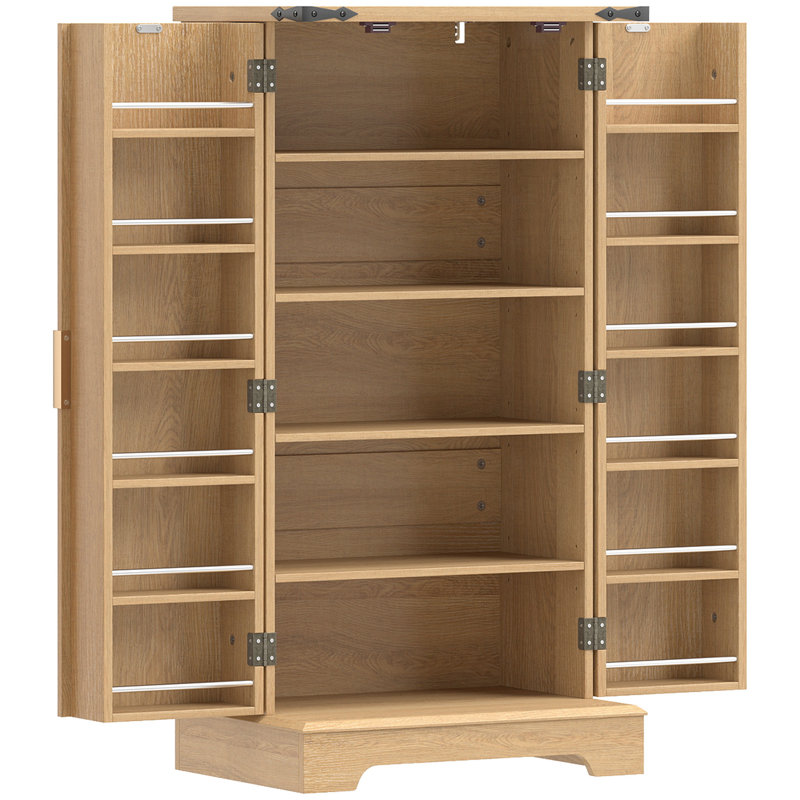 Armoire de cuisine de 117 cm (46 po) avec portes et étagères réglables, chêne