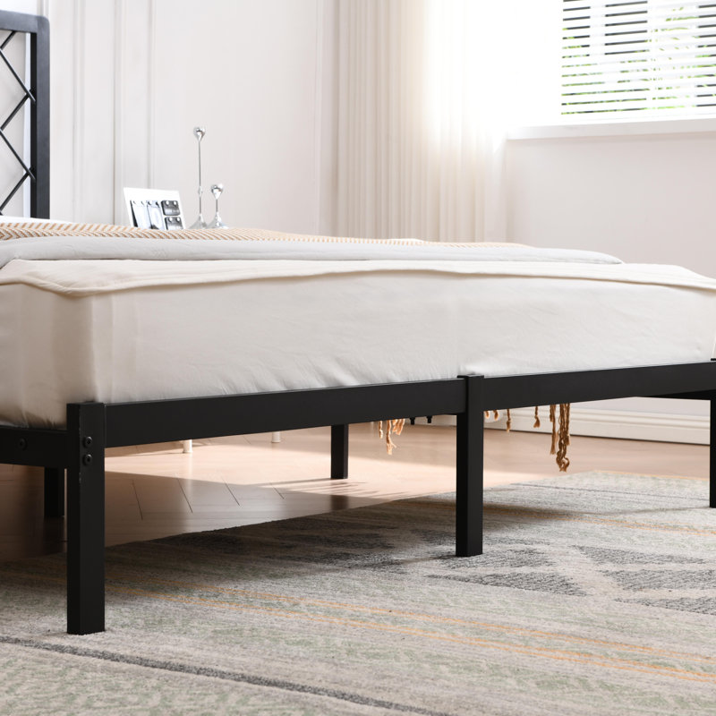 Konrad Metal Platform Bed, Black, King