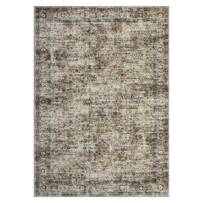 Oriental Machine Washable Rug Non-Slip Area Rug Vintage Design Rug Durable Floor Carpet Easy-Cleaning Rug