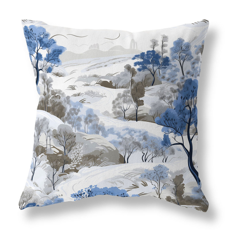 Leaf Magic Stories Floral Reversible Throw Pillow, 18"H x 18"W, Blue/Gray