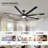 84 In Super Large Black Ceiling Fan With Remote Control