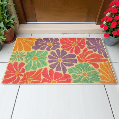 Tapis d'intérieur / extérieur antidérapant Floral