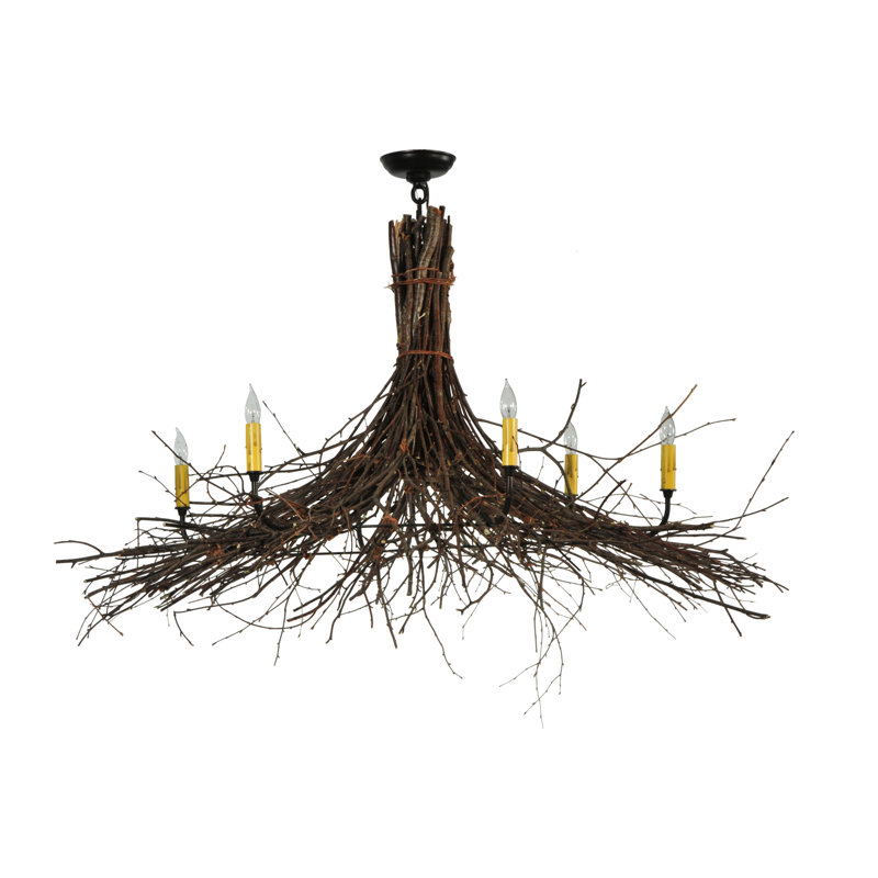 Rustic Lodge 6 - Light Dimmable Chandelier