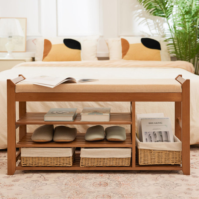 Banc de rangement pour chaussures 39,4 pouces, banc de rangement polyvalent pour porte d'entrée, couloir, chambre à coucher et salon