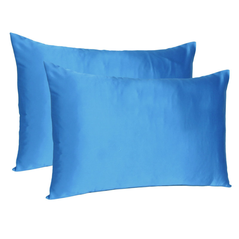 Taie d'oreiller en satin , Standard, Bleu vif