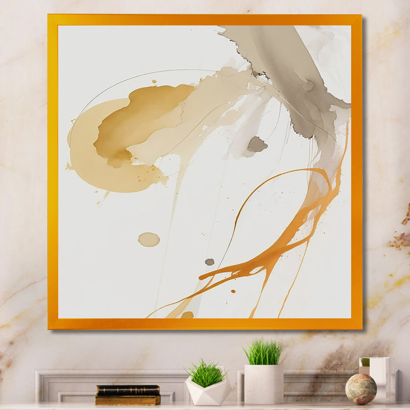 Touched By Mustard - Jaune et gris ultime - reproduction d'art sur toile, Impression dorée sur toile encadrée