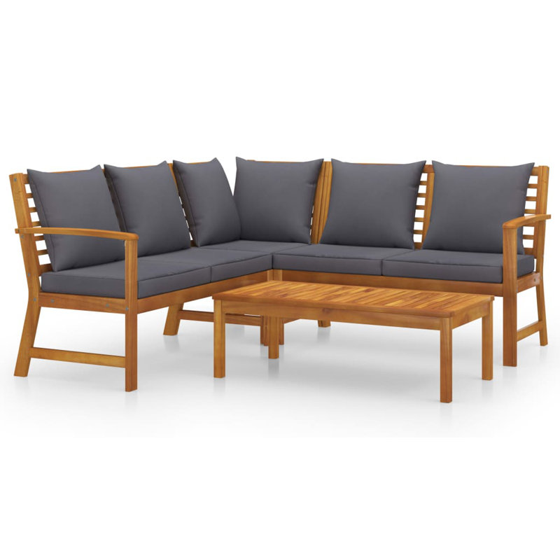 4 Piece Lounge Chair with Cushions, Gray