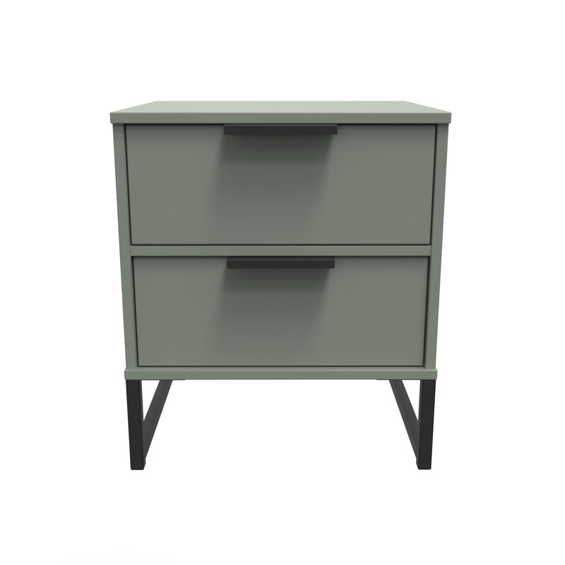 Turah 2 Drawer Bedside Cabinet (Ready Assembled), Reed Green