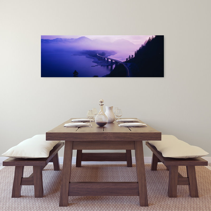 «Twilight Road», Allemagne, forêt contemporaine abstraite, art mural, H 16 po x l 48 po