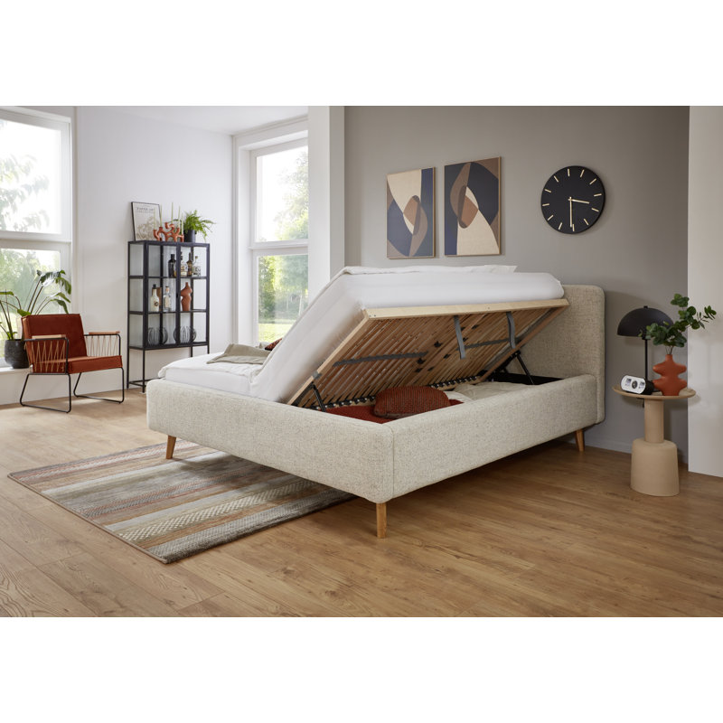 Alyssa Upholstered Bed Frame, Beige, European Single (90 x 200 cm)