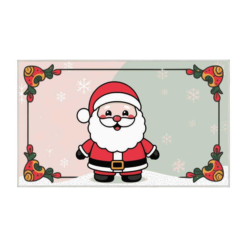 Tapis de vacances d'hiver de Noël lavable The Holiday Aisle®, Rectangulaire 2 pi x 3 pi