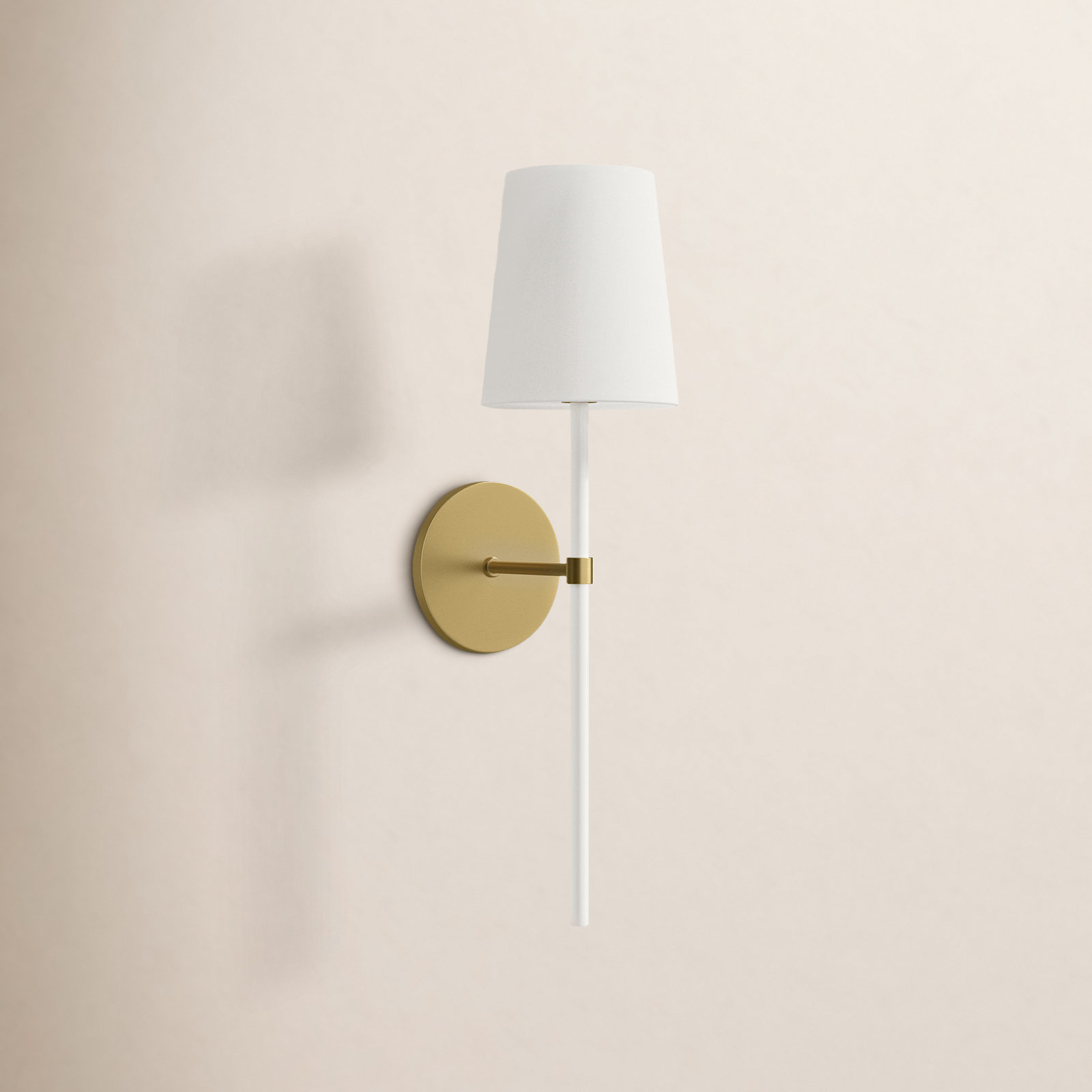 Single Light Dimmable Armed Sconce, Burnished Brass