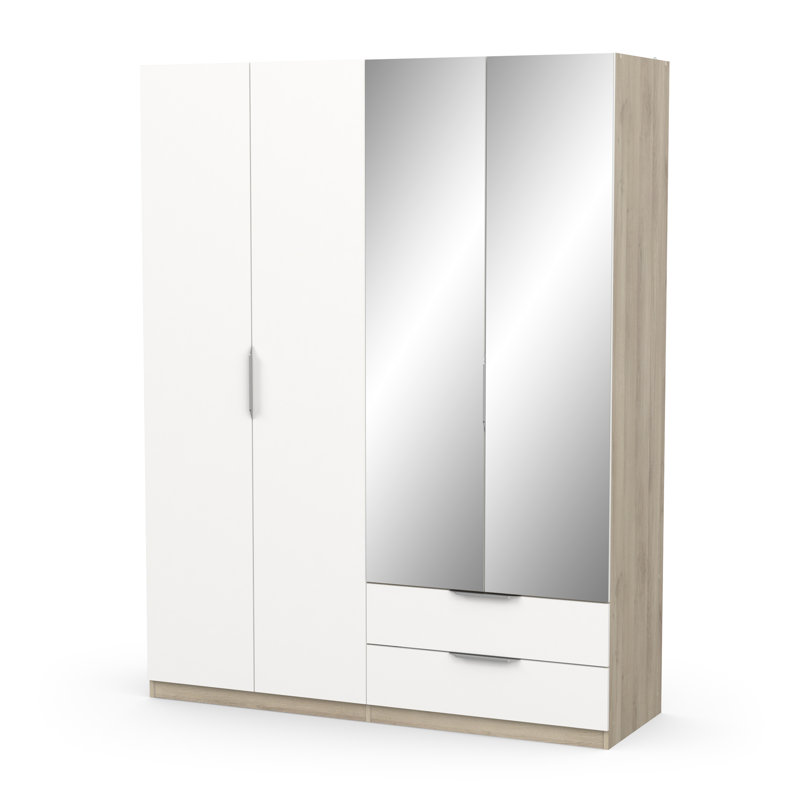 Nurin 4 Door Manufactured Wood Wardrobe, Brown/White
