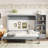 Queen Size Murphy Bed With Height Adjustable Storage Compartments And Shelf, Wall Bed Frame With 1 Drawer, Multifunctional Foldable Platform Bed For Bedroom,Guest Room-174067199
