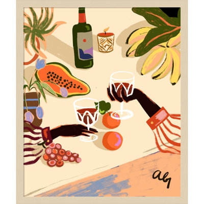 Cheers To You (Wine) by Arty Guava Wood Framed Wall Art Print
